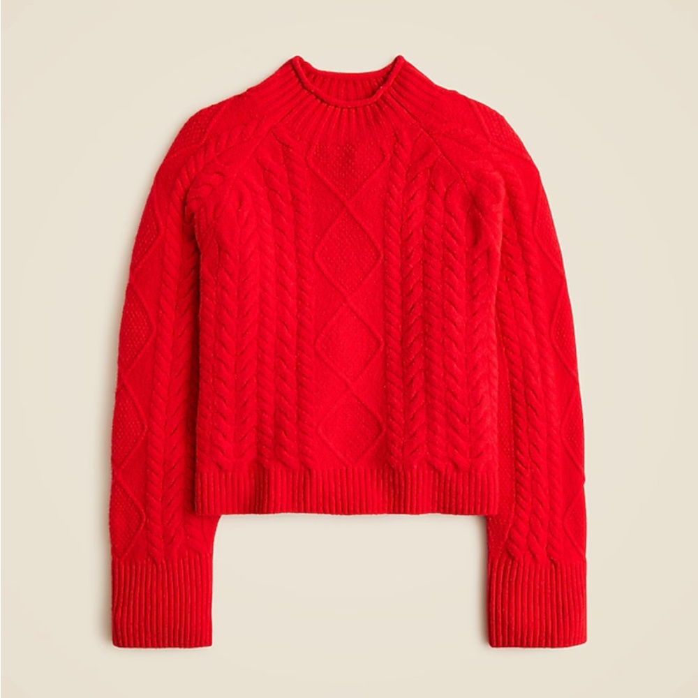 J.Crew Cable-knit Rollneck™ sweater in Supersoft yarn in red